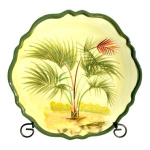 Ceramic salad plate by Baum Brothers, palm tree pattern BAU38, one small chip